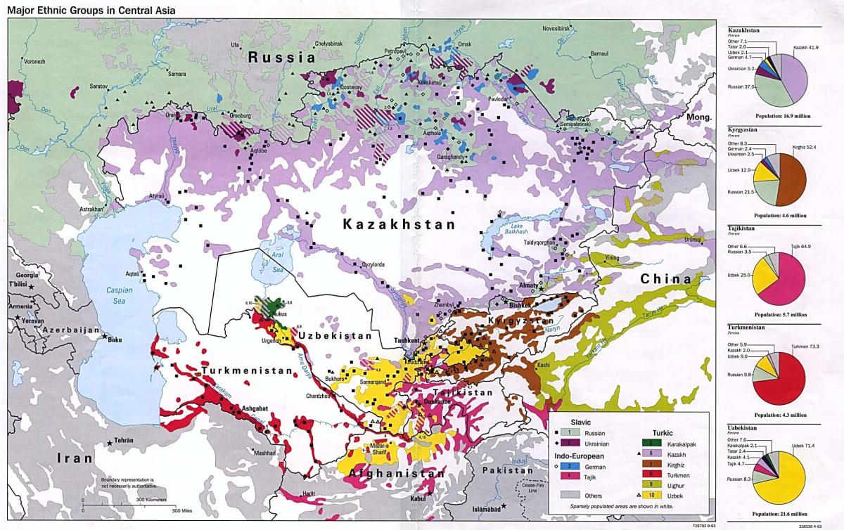 kort over Kasakhstan befolkning