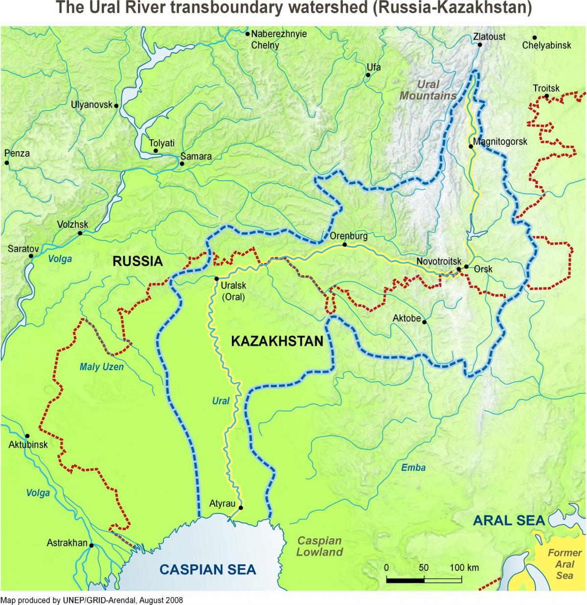 kort over Kasakhstan floden