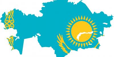 Kort over Kasakhstan flag
