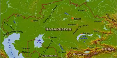 Kort over Kasakhstan fysiske