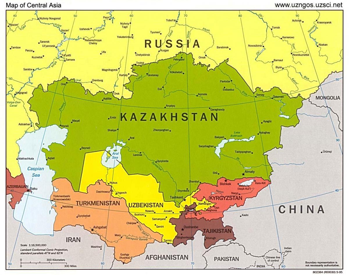 kort over Kasakhstan asien kort