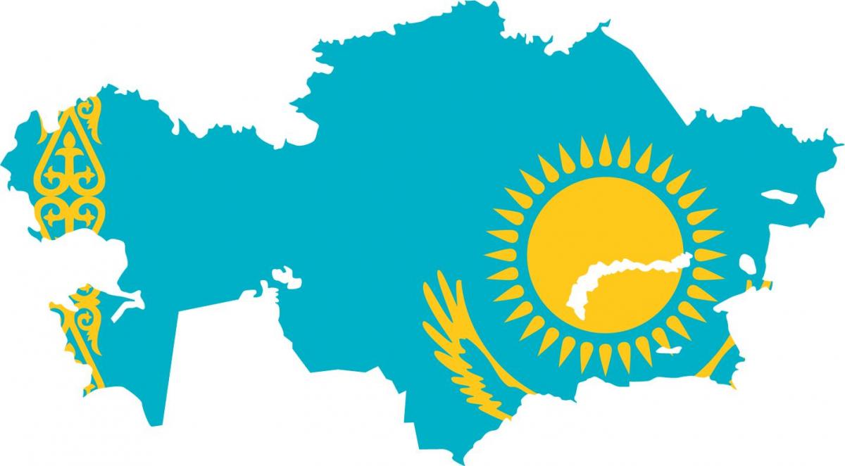 kort over Kasakhstan flag
