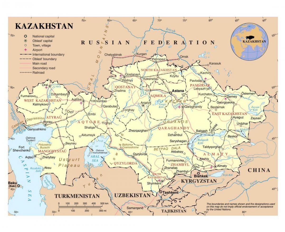 kort over Kasakhstan lufthavne