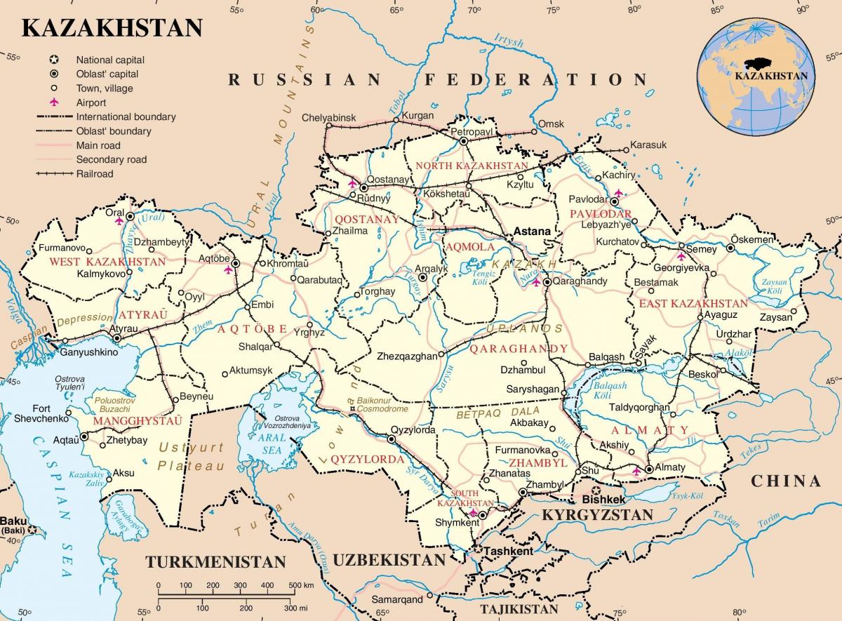 kort over Kasakhstan politiske