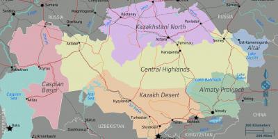 Kort Kasakhstan regioner