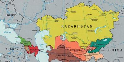 Kort Kasakhstan omkringliggende lande